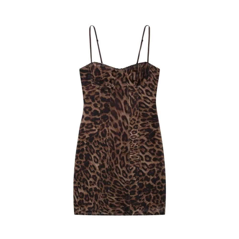 ZARA Elegant Animal Print Corset Tulle Dress
